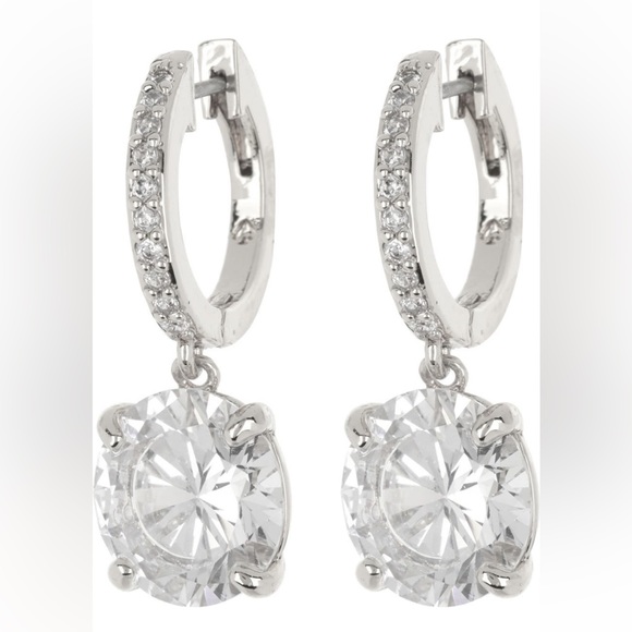 New KATE SPADE brilliant CZ silver tone diamond drop earrings - Picture 1 of 4